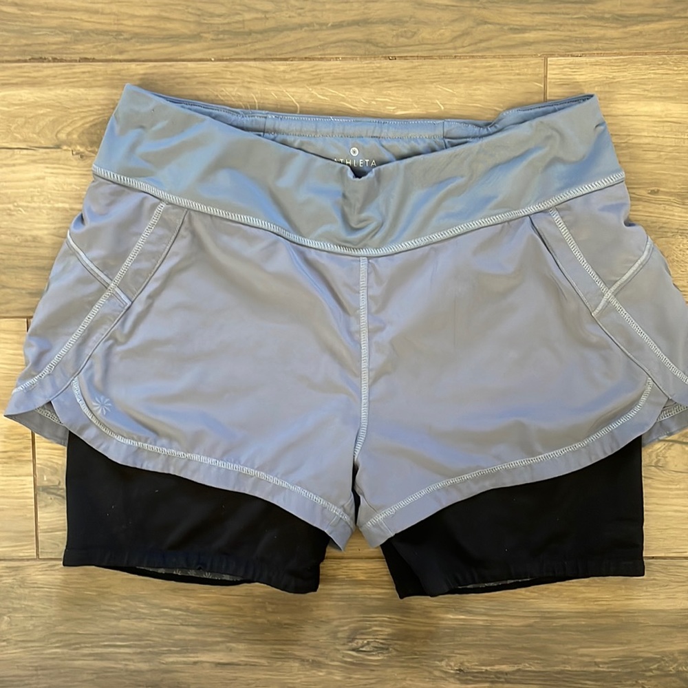 Athleta Ready Set 2 in 1 Shorts Slate and Black Size Medium